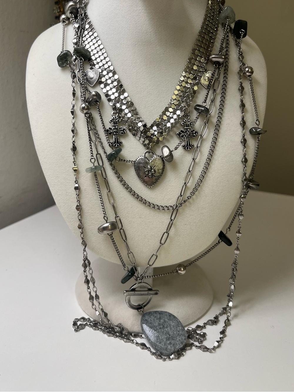 Silver-Tone Multi-Layer Statement Necklace